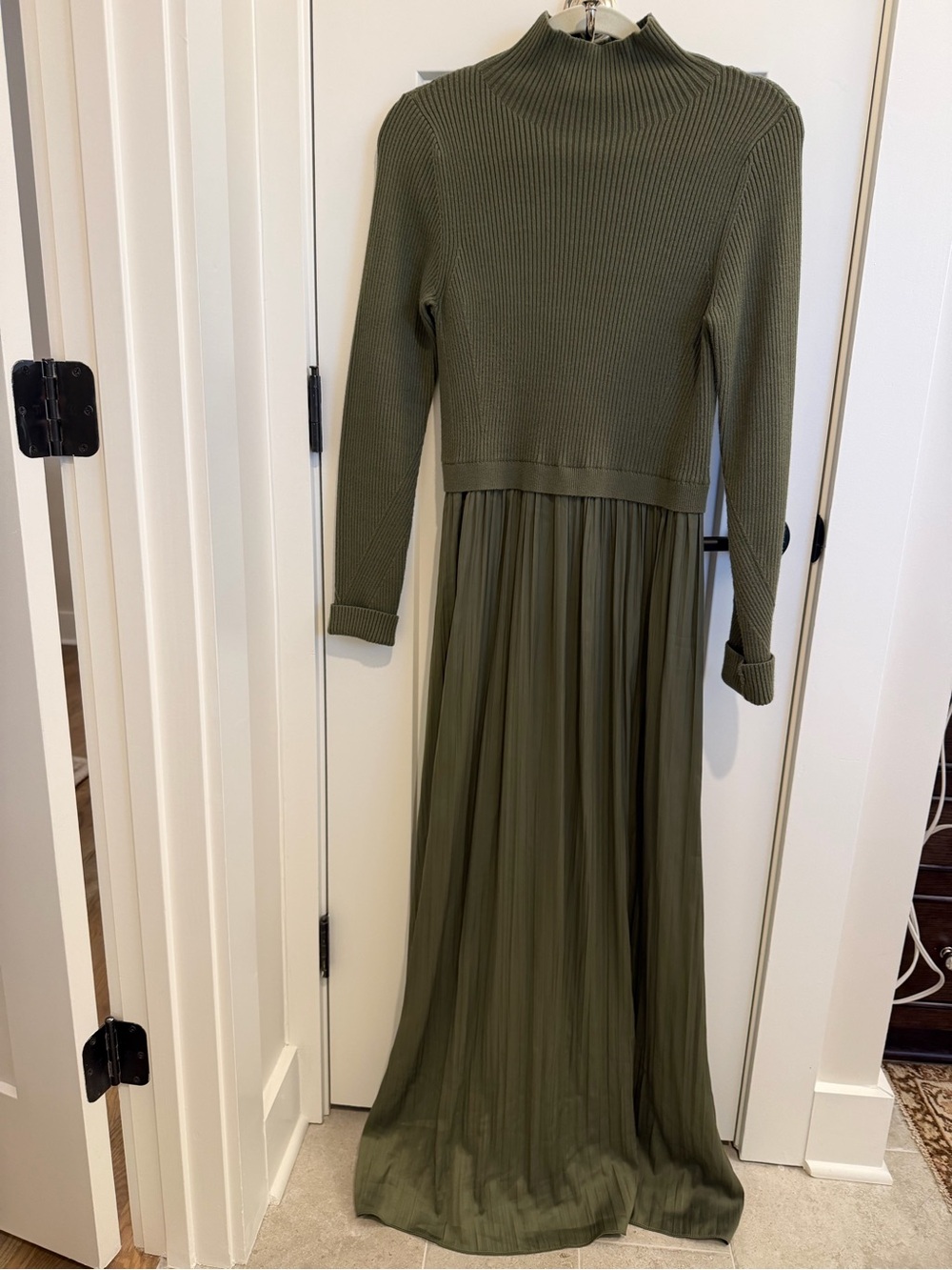 Anthropologie Olive Green Twofer Maxi Dress